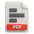 Modern 3d pdf icon symbol with horizontal bar chart data for digital documents and reports Royalty Free Stock Photo