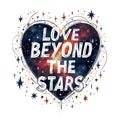 An eye-catching design featuring phrase Love Beyond the Stars Royalty Free Stock Photo
