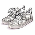 Eye-catching Floral Sneakers: Detailed Engraving In Light Silver And Beige