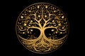 Eye-catching Golden tree logo. Generate Ai Royalty Free Stock Photo