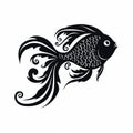 Eye-catching Goldfish And Black Fish Stencil Art Designs