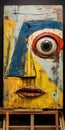 Eye-catching Graffitied Assemblage: Vintage Barn Wood Sign With Distressed Outsider Art