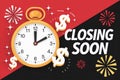 Urgent Black Friday Sale Countdown Clock Illustration Dollar Signs - Eye-Catching Limited-Time Offer