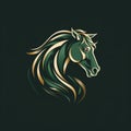 Eye-catching Green And Gold Horse Head Logo Design