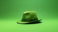 Eye-catching Green Hat On Green Background: Cinema4d Render With Film Noir Aesthetics