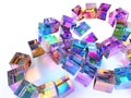 Iridescent Cubes Abstract Background with Geometric Shapes and Rainbow Colors Royalty Free Stock Photo