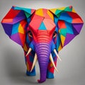 Eye-catching multicolored Elephant face in origami style