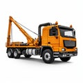 Eye-catching Orange Crane Truck: Meticulous Photorealistic Still Life