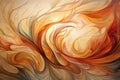An eye-catching painting featuring a mesmerizing composition of swirling orange and yellow hues, An abstract representation of