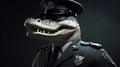 Eye-catching Police Crocodile In Uniform With Vray Tracing Royalty Free Stock Photo