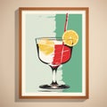 Eye-catching Retro Cocktail Illustration In Vibrant Colors