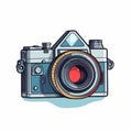 Eye-catching Retro Digital Camera Illustration In Colored Cartoon Style