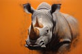 Eye-catching Rhino animal with bright orange color. Generate ai Royalty Free Stock Photo