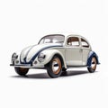 Eye-catching 1930s Volkswagen Beetle Car Model Illustration In Dark White And Amber