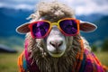 Eye-catching Sheep colorful glasses. Generate AI