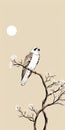 Eye-catching Silk Painting Of A Hawk In Minimalist Style