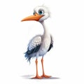 Cute White Stork Cartoon Illustration - Tiago Hoisel Style