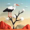 Eye-catching Stork Paper Craft With Polygon Design Royalty Free Stock Photo