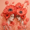 Eye-catching Surrealistic Masterpieces: Mannequins Adorned With Orange Flowers And Glasses