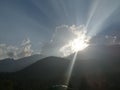 Eye catching view of the sunset over the hills in Betaab Valley in Pahalgam, Kashmir