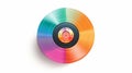 Eye-catching Vinyl Record On White Plastic - Colorful And Digitally Enhanced