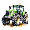 Eye-catching Watercolor Tractor Clipart On White Background