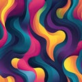 Eye-catching wavy background in purple, yellow, blue, and pink colors (tiled)