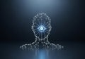 Eye is central in the head, suggesting themes of artificial intelligence Royalty Free Stock Photo
