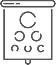 Eye chart showing optometry test for visual acuity presenting Landolt C or Japanese vision test, useful for
