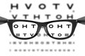 Eye Chart or Sight Test Seen Through Eye Glasses. 3d Rendering