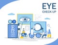 Eye check up, vector flat style design illustration