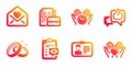 Eye checklist, Vacancy and Safe time icons set. Like, Love letter and Identification card signs. Vector