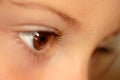 Eye of a child looking, close-up, window light Royalty Free Stock Photo