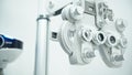 Eye clinic with autorefractor , slit lamp and eye diagnostic tools Royalty Free Stock Photo