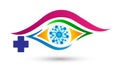 Eye clinic, medical eye care logo, eye hospital logo for medical concept on white background Royalty Free Stock Photo