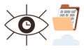 Eye with Clock, File Folder Containing Binary Code, and Cloud Representing Data Monitoring and Management Royalty Free Stock Photo