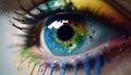 eye close-up, rainbow colors, generative ai