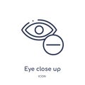 eye close up visibility button icon from user interface outline collection. Thin line eye close up visibility button icon isolated