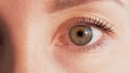 Eye closeup iris examination woman face sight look