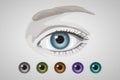 Eye and colored irises