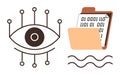 Digital Eye with Binary Data Folder Highlighting Technology and Data Security Royalty Free Stock Photo