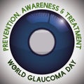 Eye with Cornea Edematous and Awareness Message for Glaucoma Day, Vector Illustration