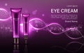 Eye cream cosmetics tubes mock up banner with dna