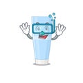 Eye cream mascot design swims with diving glasses Royalty Free Stock Photo