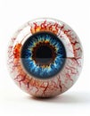 Eye Detailed Close Up with Blue Iris and Veins on White Background Royalty Free Stock Photo