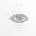 The Eye digitally drawn low poly triangle wire frame. Royalty Free Stock Photo