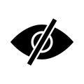 Eye, disable, hide icon. Black vector illustration