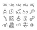 Eye doctor icon. Eye care line icons set. Editable stroke. Royalty Free Stock Photo