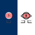 Eye, Dollar, Marketing, Digital  Icons. Flat and Line Filled Icon Set Vector Blue Background Royalty Free Stock Photo