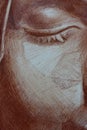 Eye drawing of a woman portrait pastels Royalty Free Stock Photo